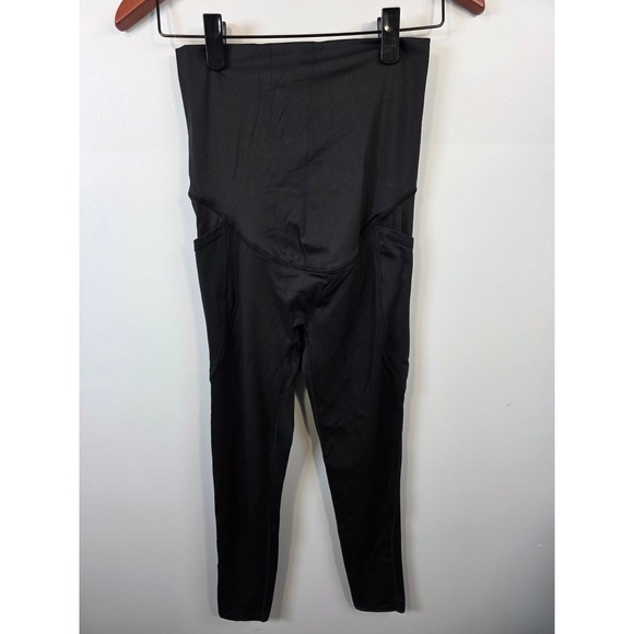 Babybub Maternity Leggings XS Black Over the Belly Pocket Activewear Yoga Pants - Picture 2 of 5
